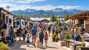 Potential customers browse relevant products and services at a Montana event, illustrating location-based advertising audiences.