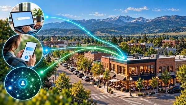 Local customer discovering a Bozeman business through connected digital search pathways